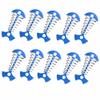 tooloflife Aluminium Alloy Fishbone Deck Anchor Pegs, Portable Camping Tent Nail with Spring Buckle, Outdoor Camping Accessoriness, Pack of 10, Blue view 1