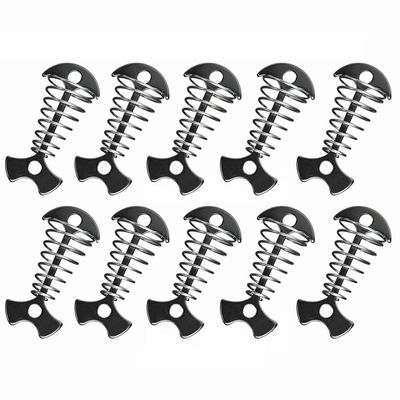 tooloflife Aluminium Alloy Fishbone Deck Anchor Pegs, Portable Camping Tent Nail with Spring Buckle, Outdoor Camping Accessoriness, Pack of 10, Black