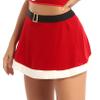 Agoky Women's Santa Skater Skirt Xmas Party Holiday Festival Mini Skirt Christmas Fantasy Short Dress Red 3X-Large view 2