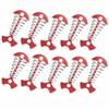 tooloflife Aluminium Alloy Fishbone Deck Anchor Pegs, Portable Camping Tent Nail with Spring Buckle, Outdoor Camping Accessoriness, Pack of 10, Red view 1