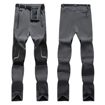 Male Outdoor Travel Trousers Thick Warm Soft Shell Camping Hiking Skiing Pant Light Gray 5XL