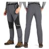 Male Outdoor Travel Trousers Thick Warm Soft Shell Camping Hiking Skiing Pant Light Gray 5XL view 4