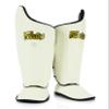 Fairtex SP8 Muay Thai Shin Guards for Men, Women, Kids | Shin Guards Made with Syntek Leather & are Premium, Lightweight & Durable | Expanded Side Protection (White/Extra Large) view 1