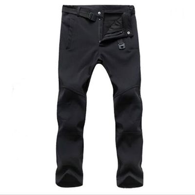 Outdoor Men Women Warm Fleece Soft Shell Pants Waterproof Skiing Trekking Climbing Pant Men Black M