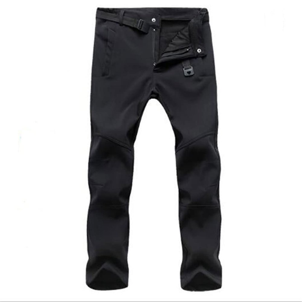 Outdoor Men Women Warm Fleece Soft Shell Pants Waterproof Skiing Trekking Climbing Pant Men Black M