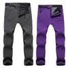 Outdoor Men Women Warm Fleece Soft Shell Pants Waterproof Skiing Trekking Climbing Pant Men Black M view 2