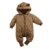 BeQeuewll Baby Boy Girl Winter Coat Zipper Puffer Jacket Long Sleeve Hooded Jumpsuit Snowsuit Romper Outwear (Brown, 6-12 Months) view 1