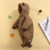 BeQeuewll Baby Boy Girl Winter Coat Zipper Puffer Jacket Long Sleeve Hooded Jumpsuit Snowsuit Romper Outwear (Brown, 6-12 Months) view 2