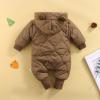 BeQeuewll Baby Boy Girl Winter Coat Zipper Puffer Jacket Long Sleeve Hooded Jumpsuit Snowsuit Romper Outwear (Brown, 6-12 Months) view 3