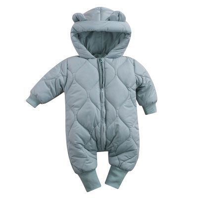 Baby Boy Girl Winter Coat Zipper Puffer Jacket Long Sleeve Hooded Jumpsuit Snowsuit Romper Outwear (Blue, 3-6 Months)