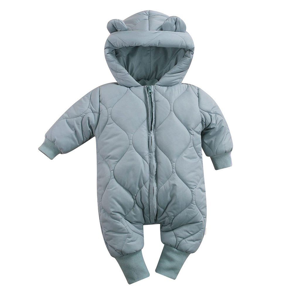 Baby Boy Girl Winter Coat Zipper Puffer Jacket Long Sleeve Hooded Jumpsuit Snowsuit Romper Outwear (Blue, 3-6 Months)