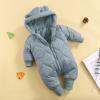 Baby Boy Girl Winter Coat Zipper Puffer Jacket Long Sleeve Hooded Jumpsuit Snowsuit Romper Outwear (Blue, 3-6 Months) view 2