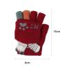 Convertible Flip Top Gloves,Winter Wool Knitted Fingerless Gloves with Mitten Cover for Toddler Kids Girls Boys 2-8 Yrs (Cat Footprint, Red) view 4