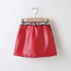 JEATHA Toddler Baby Girls PU Leather Skirt Letter Printed Waist Belt A Line Mini Dress with Pocket Red 1 4-5 Years view 2