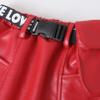 JEATHA Toddler Baby Girls PU Leather Skirt Letter Printed Waist Belt A Line Mini Dress with Pocket Red 1 4-5 Years view 4