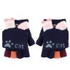 Greenery-GRE Convertible Flip Top Gloves,Winter Wool Knitted Fingerless Gloves with Mitten Cover for Toddler Kids Girls Boys 2-8 Yrs (Cat Footprint, Navy Blue) view 2