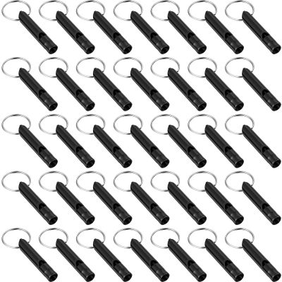 Frienda 35 Pieces Emergency Whistle with Keychain, Aluminum Emergency Survival Whistle for Camping Hiking Hunting Outdoors Sports, Loud Sound (Black)