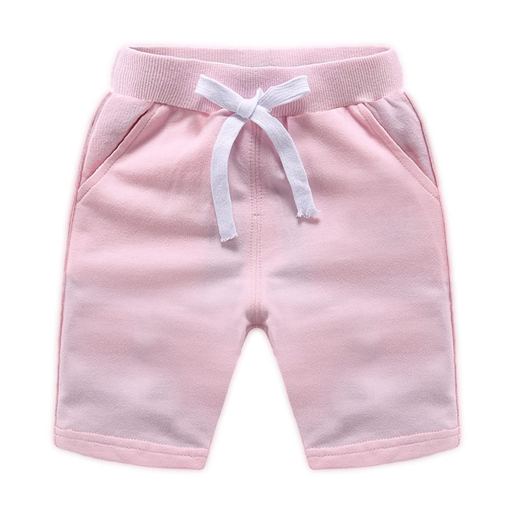 Kaerm Toddler Boys Girls Summer Shorts Elastic Solid Color Drawstring Joggers Sweatpants Casual Loose Pants Pink 1 12-18 Months