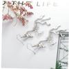 1 Set Silver Plated Skeleton Bone Design Skull Dangle Drop Earring Skull Necklace Ladies Men' Jewelry view 2