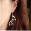 1 Set Silver Plated Skeleton Bone Design Skull Dangle Drop Earring Skull Necklace Ladies Men' Jewelry view 3