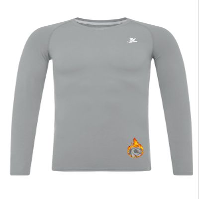 DEVOROPA Youth Boys Compression Thermal Shirt Long Sleeve Kids Fleece Baselayer Soccer Baseball Undershirt Light Gray XS