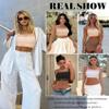Avidlove Lace Bralette for Women Camisoles Racerback Double-Layered Crop Top (Beige, L) view 4