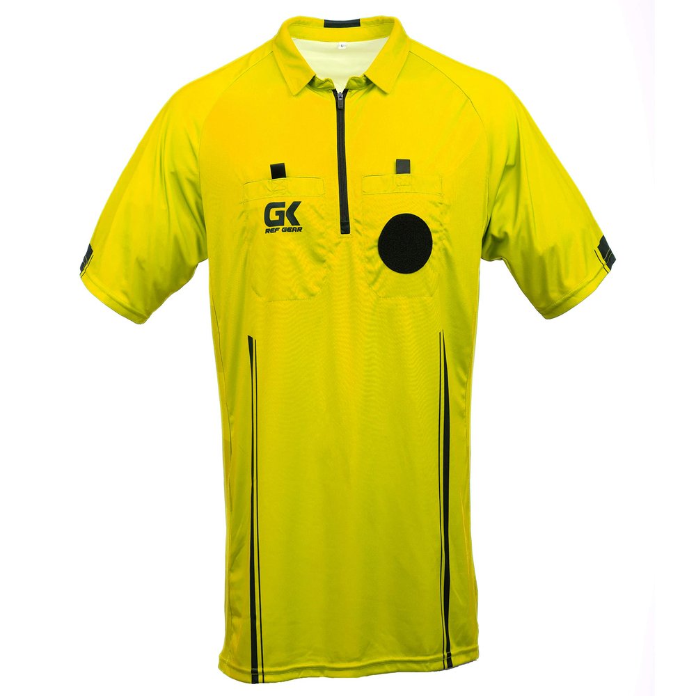 GK Ref Gear Men's Soccer Referee Jersey Short Sleeve (Medium) Yellow