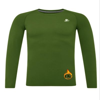 DEVOROPA Youth Boys Compression Thermal Shirt Long Sleeve Kids Fleece Baselayer Soccer Baseball Undershirt Green L