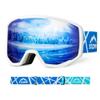 STOMP Ski/Snowboarding Goggles 100% UV400 Protection Replaceable Lens/Straps Goggle for Men, Women & Youth (White Frame/Blue Lens VLT 15%) view 2