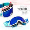 STOMP Ski/Snowboarding Goggles 100% UV400 Protection Replaceable Lens/Straps Goggle for Men, Women & Youth (White Frame/Blue Lens VLT 15%) view 3