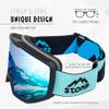 STOMP Ski/Snowboarding Goggles 100% UV400 Protection Replaceable Lens/Straps Goggle for Men, Women & Youth (Matte Blk Frame/Royal Blue Lens VLT 12%) view 2