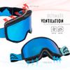 STOMP Ski/Snowboarding Goggles 100% UV400 Protection Replaceable Lens/Straps Goggle for Men, Women & Youth (Matte Blk Frame/Royal Blue Lens VLT 12%) view 3