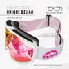 STOMP Ski/Snowboarding Goggles 100% UV400 Protection Replaceable Lens/Straps Goggle for Men, Women & Youth (White Frame/Pink Lens VLT 14%) view 2