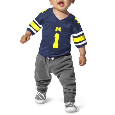 Little King NCAA Infant-Touchdown Pass-Team Football Jersey-Michigan-Navy #1-12 Months