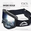STOMP Ski/Snowboarding Goggles 100% UV400 Protection Replaceable Lens/Straps Goggle for Men, Women & Youth (Matte Blk Frame/Silver Lens VLT 10%) view 2