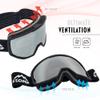 STOMP Ski/Snowboarding Goggles 100% UV400 Protection Replaceable Lens/Straps Goggle for Men, Women & Youth (Matte Blk Frame/Silver Lens VLT 10%) view 3