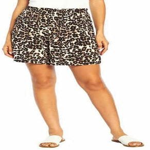 ThreeDots Women's Printed Pull On Short (Leopard, S)