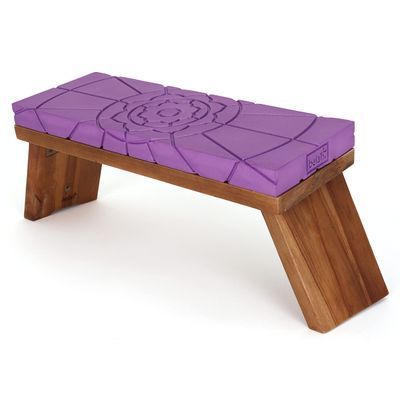 Belari Teak Meditation Bench - Meditation Seat - Meditation Stool - Kneeling Meditation Chair - Portable Folding Meditation Bench - Seiza Yoga Meditation Bench - Prayer Bench (Violet/Teak)