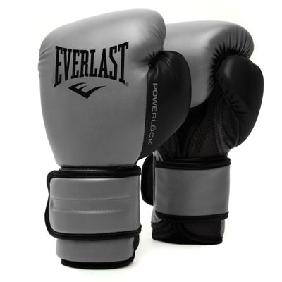 Everlast Powerlock 2 Boxing Gloves | Pro Flight Gloves | Secure Fit Hook and Loop with Triple-Layer Foam & Wrist Support for Injury Prevention | Heavy Bag & Speedbag Training (16oz | Charcoal)
