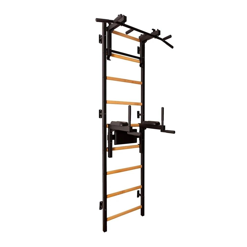 BenchK 732B Wallbar, Stall Bar, Power Tower, Compact Fitness Multifunctional Equipment with Steel Frame and Convertible Metal 6-Grip Pull Up Bar, Chin Up Bar and Dip Stand for Dips and Hanging