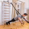 BenchK - Wooden Swedish Ladder Wall Stall - Indoor Chin Up Bar Workout Equipment, Physical Therapy, Gymnastics, Fitness (WallBars + Convertible Pullup Bar, White) view 2