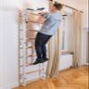 BenchK - Wooden Swedish Ladder Wall Stall - Indoor Chin Up Bar Workout Equipment, Physical Therapy, Gymnastics, Fitness (WallBars + Convertible Pullup Bar, White) view 3