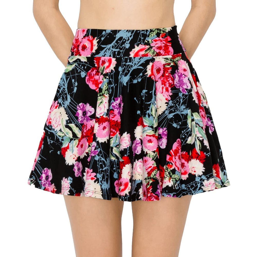 ALWAYS Women's Flared Mini Skater Skirt - High Waisted Casual Stretch Basic Skirt 1833 Extra Large