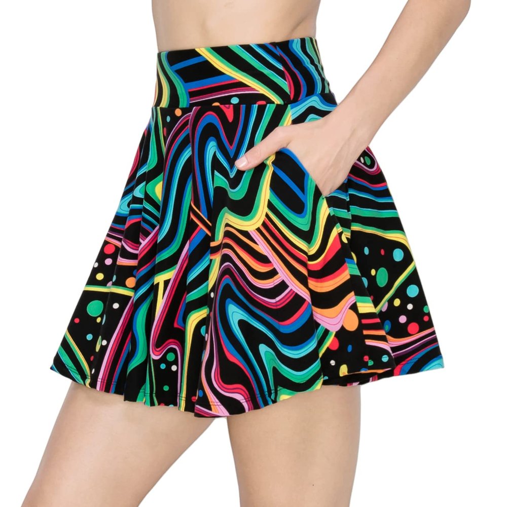 ALWAYS Women's Flared Mini Skater Skirt - High Waisted Casual Stretch Basic Skirt 1530 Small