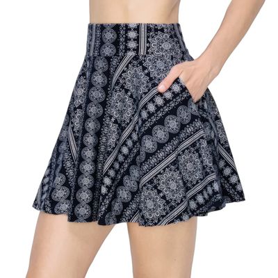 ALWAYS Women's Flared Mini Skater Skirt - High Waisted Casual Stretch Basic Skirt V3619 Medium