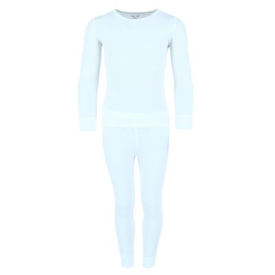 Rene Rofe Girl's Waffle Thermal Long Underwear 2-Piece Set, Xlarge (14/16), White