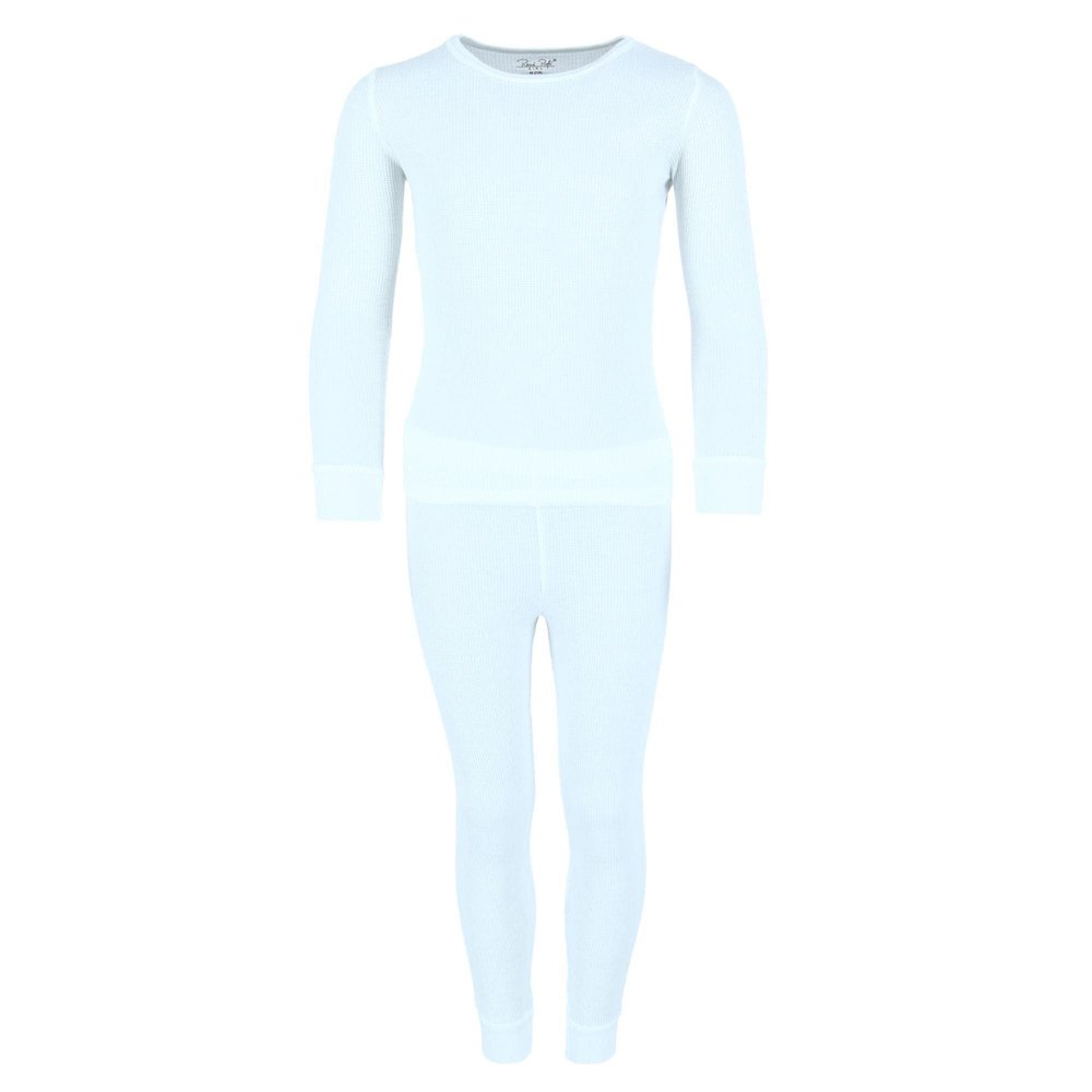 Rene Rofe Girl's Waffle Thermal Long Underwear 2-Piece Set, Xlarge (14/16), White