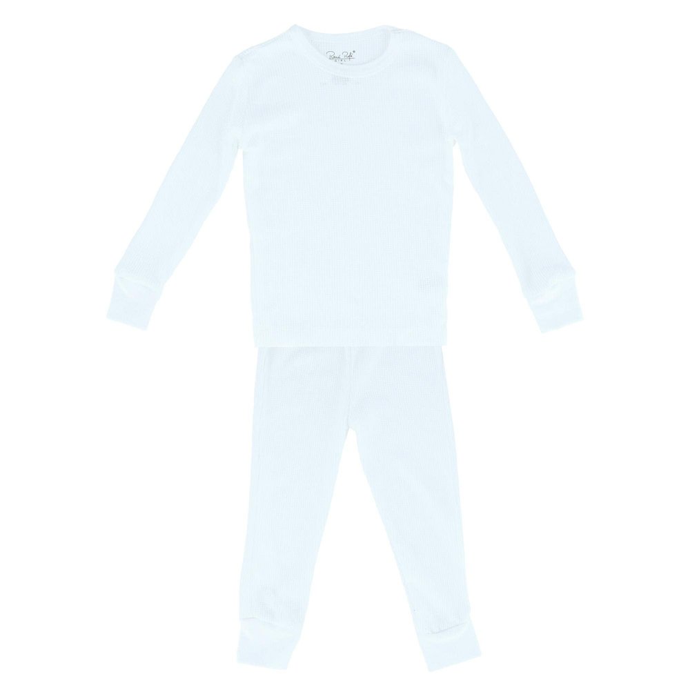 Rene Rofe Toddler Girl's Waffle Thermal Long Underwear 2-Piece Set, 2T, White