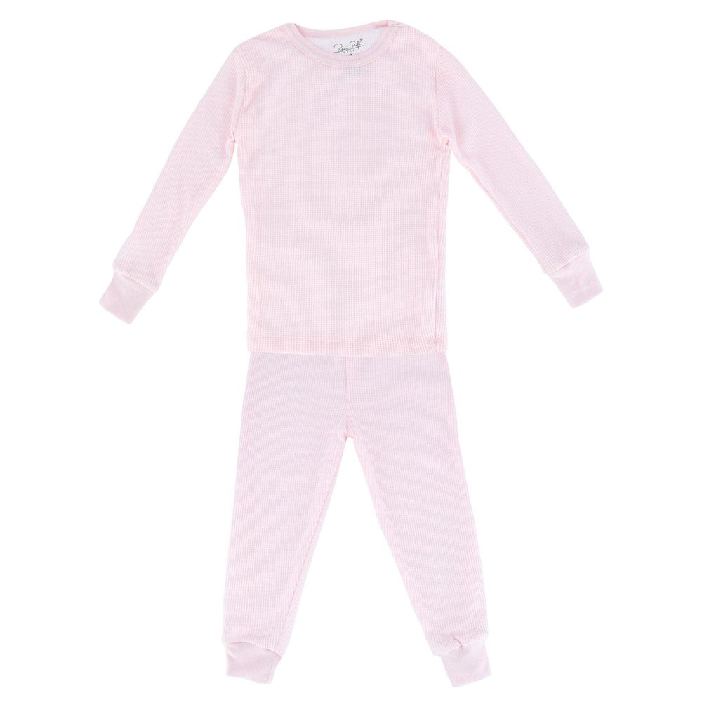 Rene Rofe Toddler Girl's Waffle Thermal Long Underwear 2-Piece Set, 2T, Light Pink