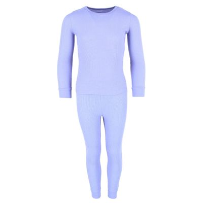 Rene Rofe Girl's Waffle Thermal Long Underwear 2-Piece Set, XLarge (14/16), Lavender